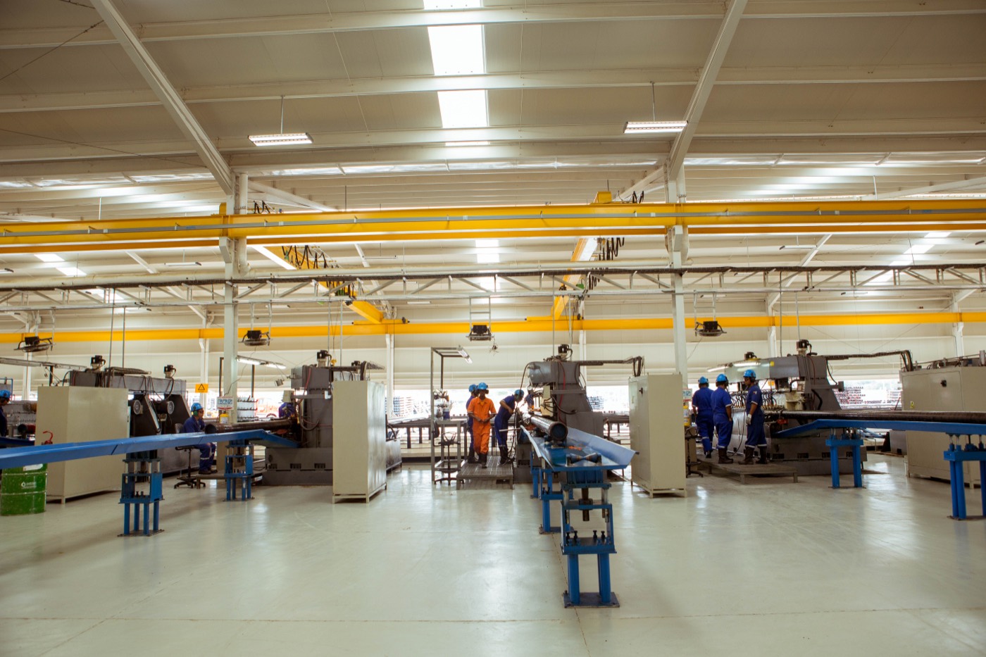 The machine line in the production hall