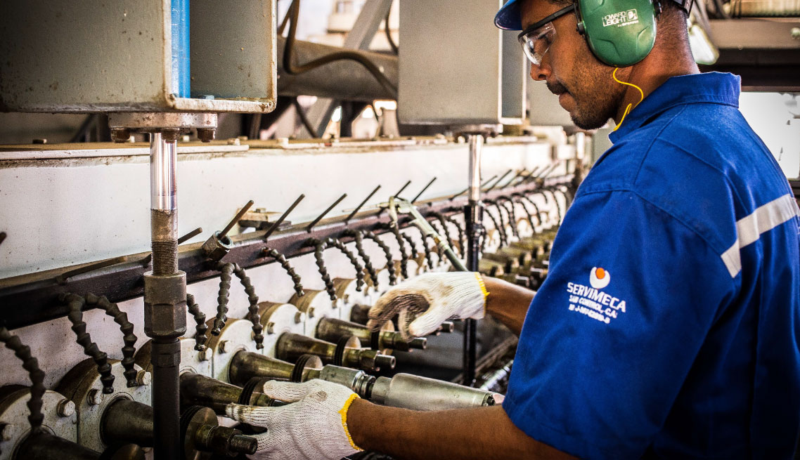 An operator at the perforating line
